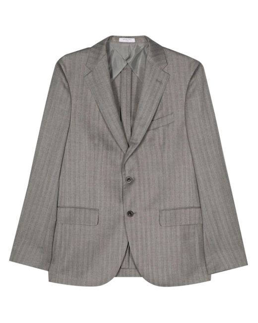 Boglioli Gray Pinstripe Wool-blend Blazer for men