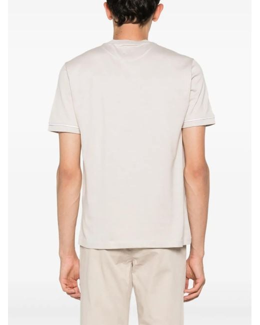 Eleventy White Logo-Embroidered Cotton T-Shirt for men