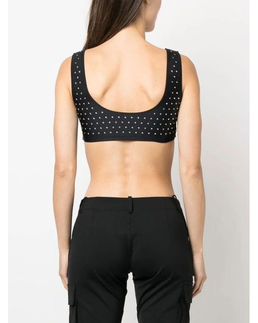 ANDAMANE Black Crystal-Embellished Sports Bra
