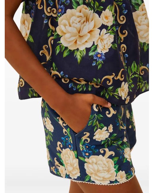 Farm Rio Flower Tapestry Shorts Met Riem in het Blue