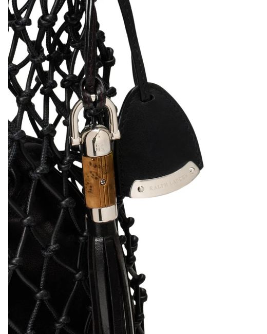 Ralph Lauren Black Macramé-Tassel Tote Bag
