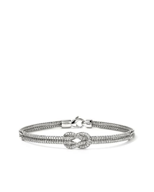 John Hardy White Sterling Love Knot Diamond Bracelet
