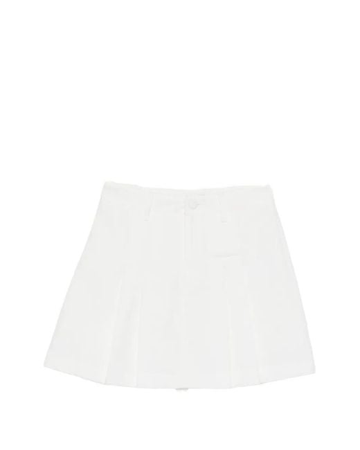 ACTUALEE White Pleated High-Waisted Skirt