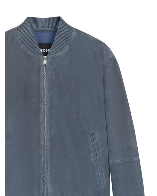 Boss Blue Muller Suede Jacket for men