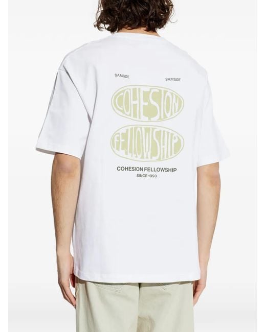 Samsøe & Samsøe White Sacohen Graphic-Print T-Shirt for men