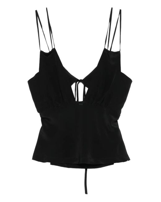 Paris Georgia Black Bernie Tie-Front Silk Camisole