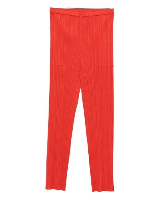 Pleats Please Issey Miyake Red July Pleated Straighttrousers