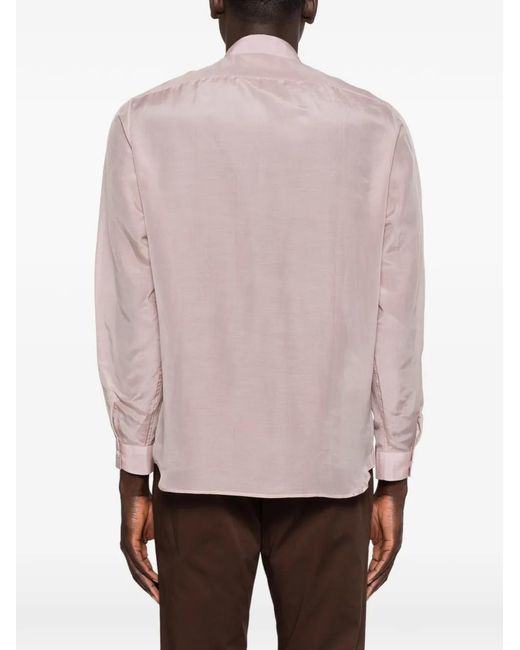 Lardini Pink Concealed-Placket Long-Sleeve Shirt for men