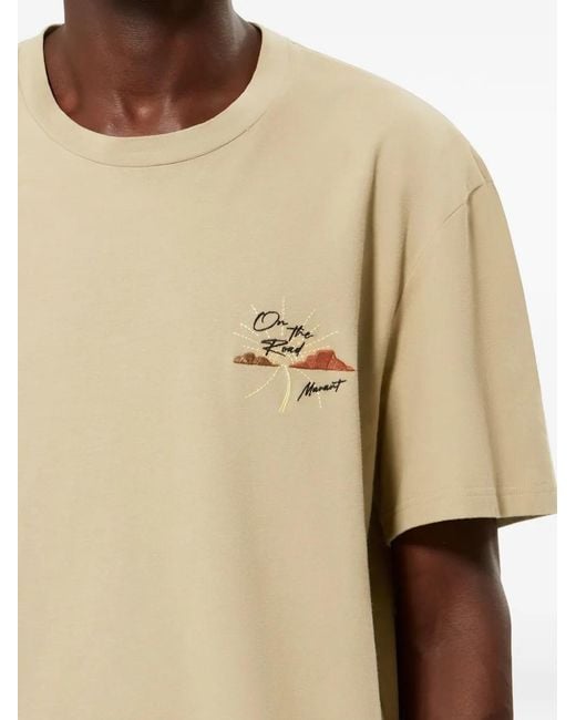 Isabel Marant Natural Honore Chest-Embroidery T-Shirt for men