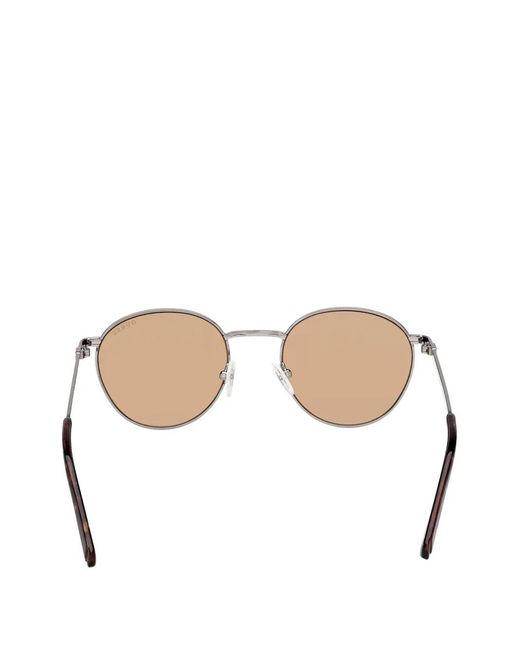 GUESS EYEWEAR Natural Round-Frame Logo-Engraved Sunglasses for men