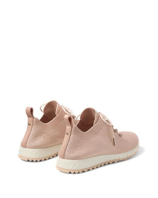 Jimmy Choo Pink Veles Knitted Glitter Sneakers