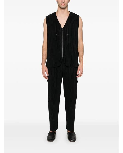 Homme Plissé Issey Miyake Quarry Zipped Gilet in Black for Men | Lyst