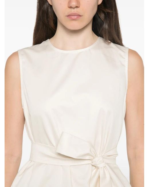 MOUTAKI White Sleeveless Round-Neck Blouse
