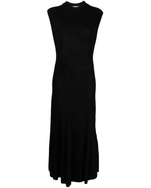 Aeron Black Gathered Sleeveless Maxi Dress