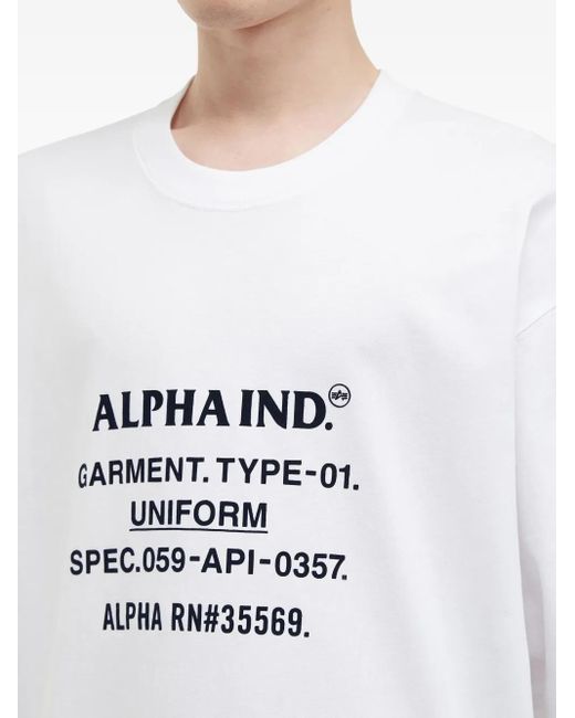 メンズ Alpha Industries ロゴ Tシャツ White