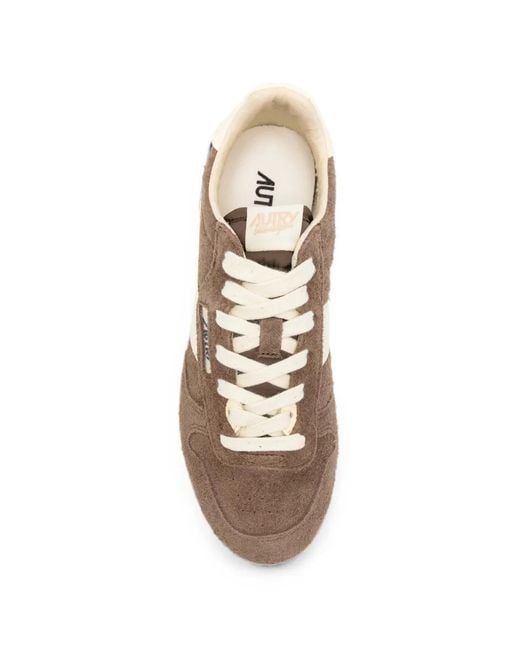 Autry Brown Windspin Suede Logo-Patch Sneakers