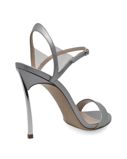Casadei White Blade V-Celebrity Ankle-Strap Sandals