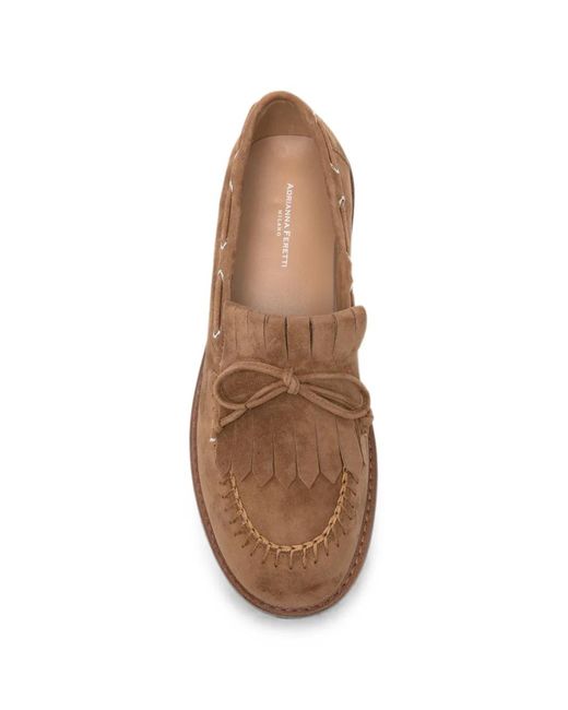 ADRIANNA FERETTI Brown Fringe-Detail Tassel Loafers