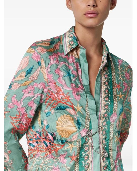 Versace フローラル ラップシャツ Green