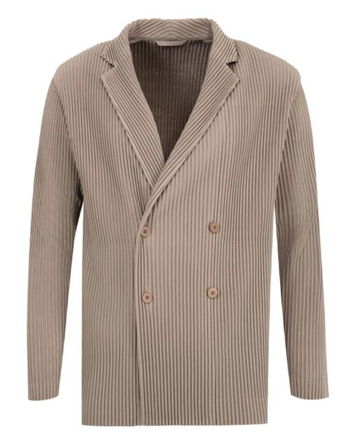Issey Miyake Blazer Met Plooien En Dubbele Rij Knopen in het Brown voor heren