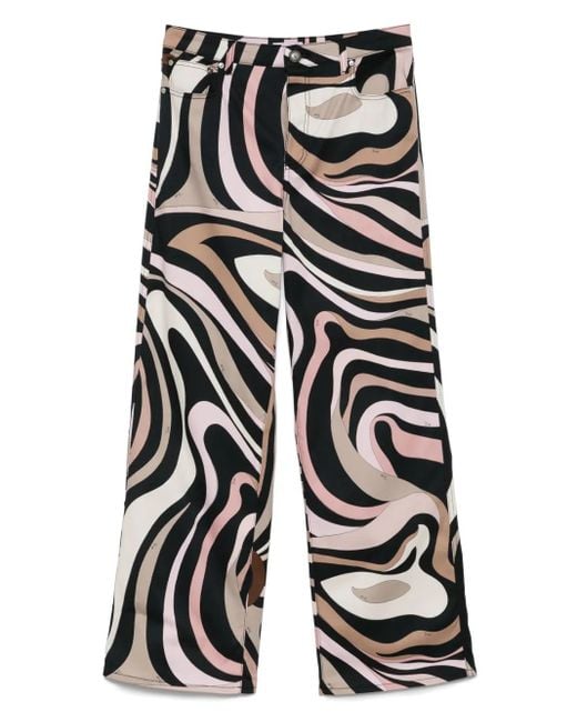 Pantalones rectos con estampado Marmo Emilio Pucci de color White