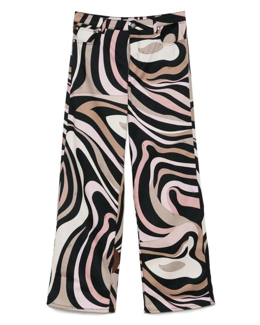 Emilio Pucci White Marmo-Print Straight-Leg Trousers
