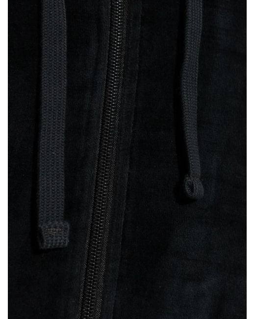 DIESEL Black Soft Velvet Zip-Up Hoodie With Drawstring Hood