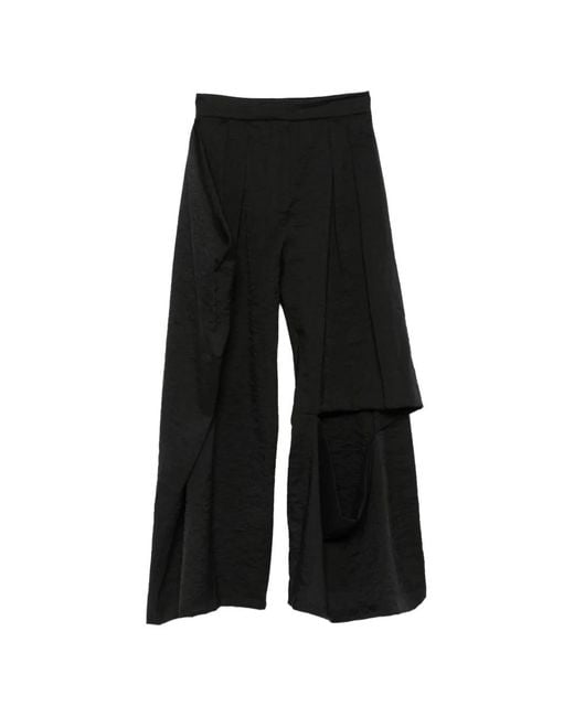 A.W.A.K.E. MODE Black Pocket Draped Palazzo Pants