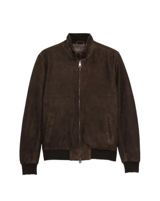 Boglioli Brown Suede High-Neck Jacket for men