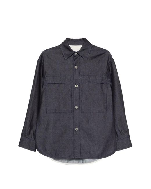 Jil Sander Blue Button Flap-Pocket Shirt