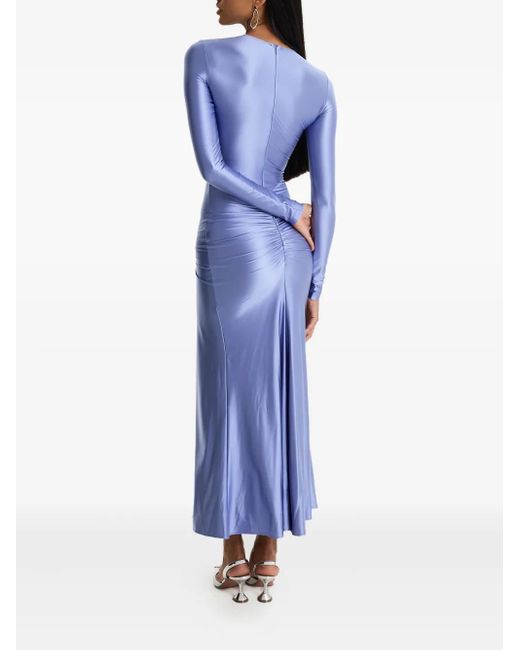 MOOS STUDIO Blue Electric Bloom Long-Sleeve Twisted-Front Midi Dress