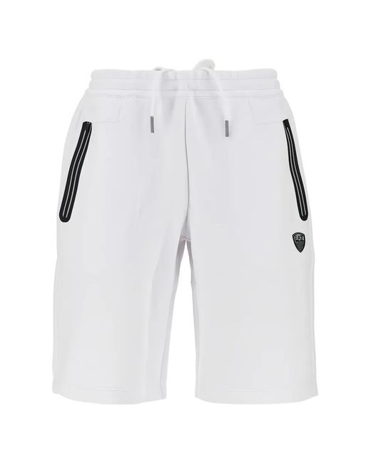 EA7 Blue Logo-Patch Drawstring Shorts for men