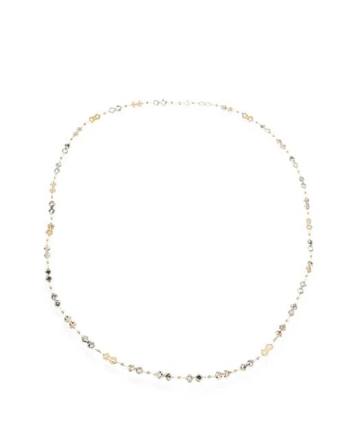 Tory Burch White Double T Logo-Plaque Necklace