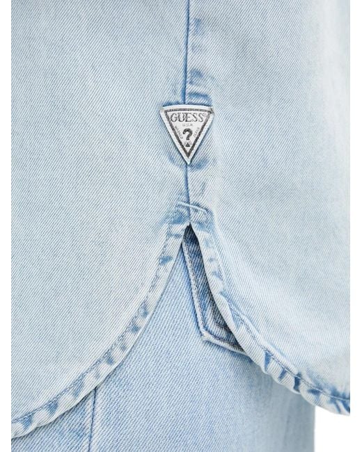 Guess Blue Pocket Buttoned Top