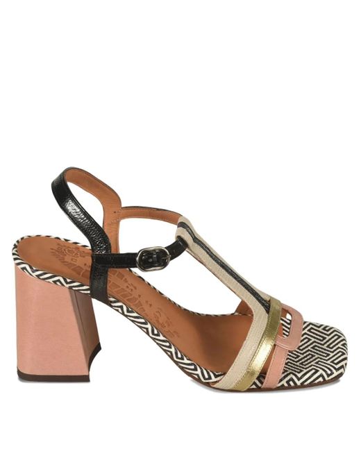 Chie Mihara Natural Block-Heel Geometric-Pattern Sandals
