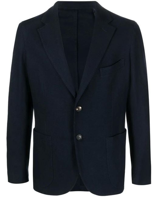 Barba Napoli Blue Single-Breasted Cotton Blazer for men