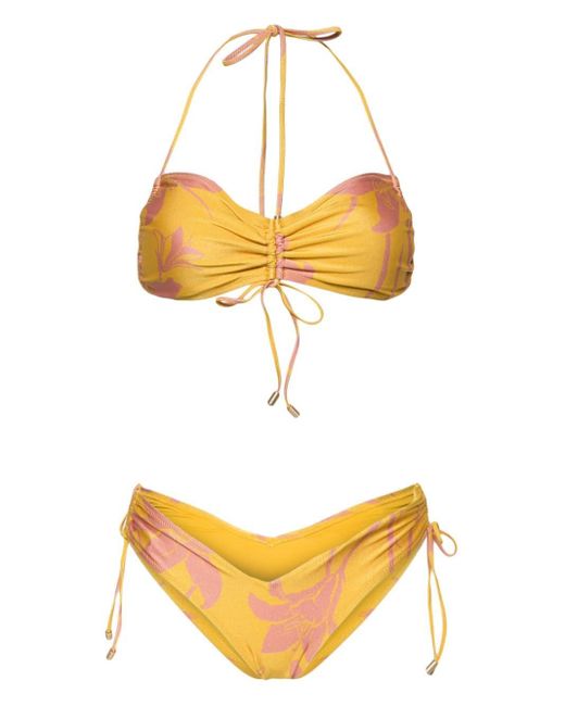 Zimmermann Orange Acadian Ruched-side Bikini Set
