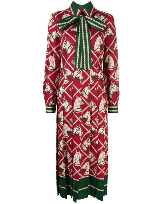 Robe en laine à imprimé graphique Gucci en coloris Red