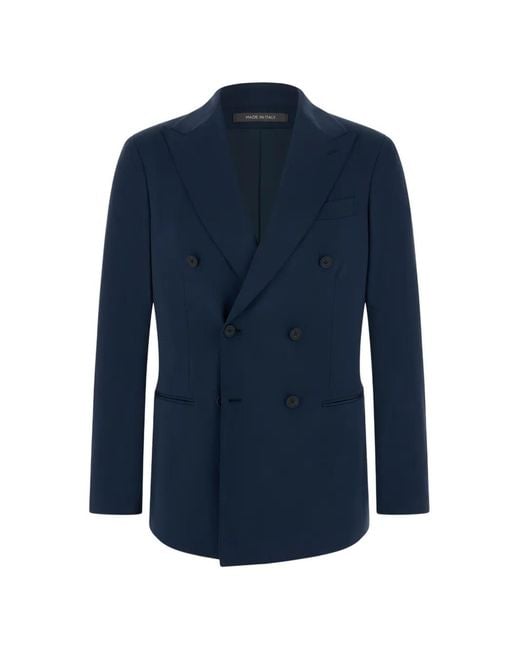 Boggi Blue Blazer Double-Breasted Structured Stretch-Nylon B Tech for men