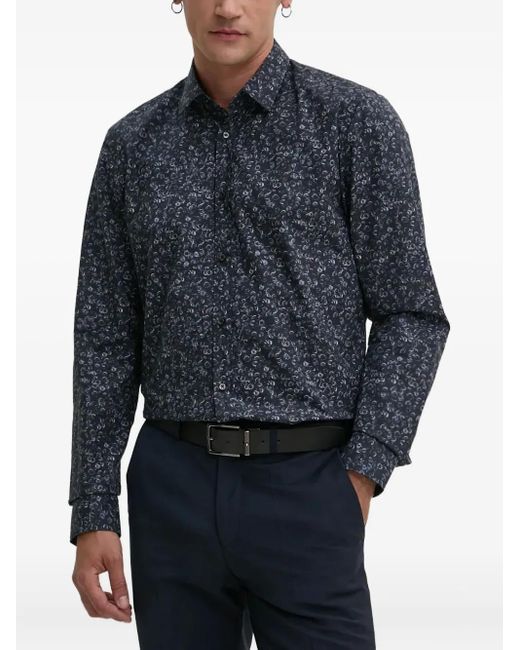 HUGO Hemd Mit Blumen-Print in Blue für Herren