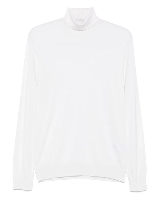 Fedeli White Roll-Neck Long-Sleeve Sweater for men