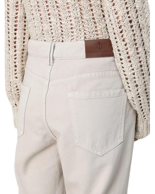 Pantaloni Con Applicazione Logo di Brunello Cucinelli in Natural