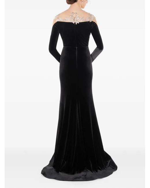 IMROSKA Black 26 Leaves Maxi Dress