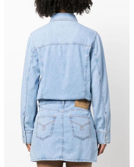 Moschino Blue Long-Sleeve Mini Denim Dress