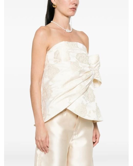 Simone Rocha White Gathered Flower Top