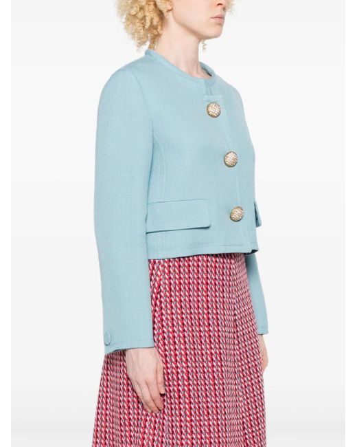 Valentino Garavani Blue Embellished Button Jacket