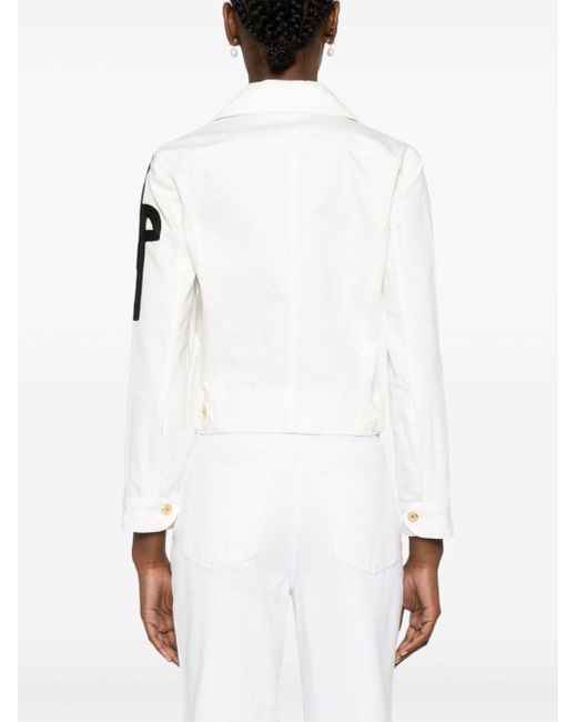 Patou White Logo-patch Cropped Denim Jacket