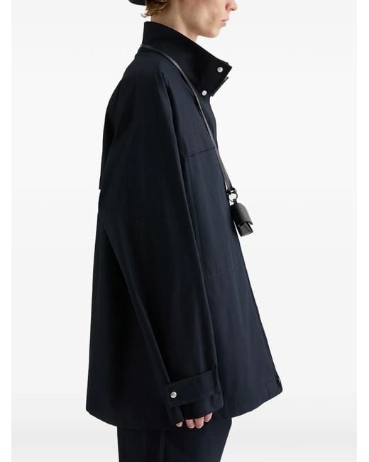 Jil Sander Blue Textured Stand Collar Jacket for men