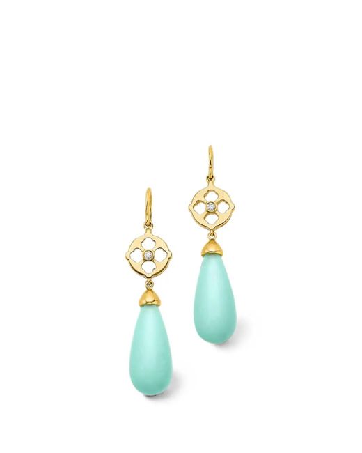 EDINA KISS Blue Chalcedony And Diamond Drop Earrings