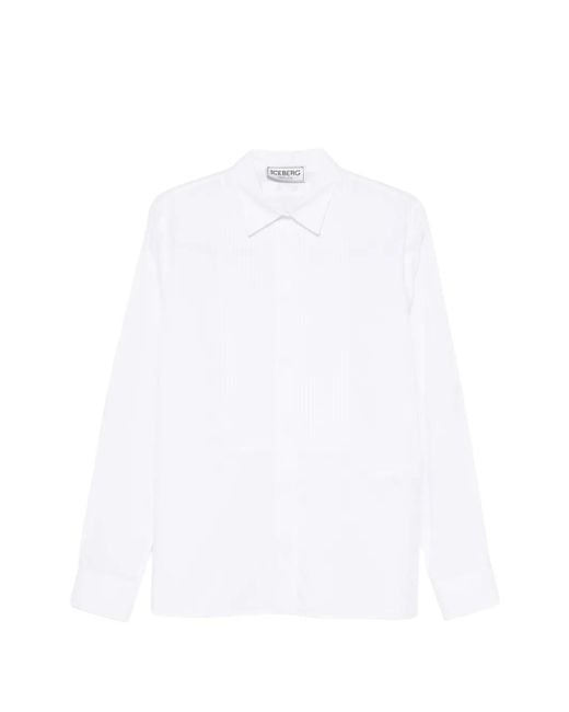 Iceberg White Pintuck-Pleated Shirt